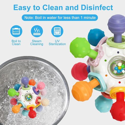 Baby Montessori Teething Toys for 0-6 6-12 Months, Food Grade Teether Sensory Toys for Babies 0 3 6 9 12 Months, Infant Newborn Developmental Learning Rattle Toys Gifts for Baby Boys Girls in Saudi Arabia