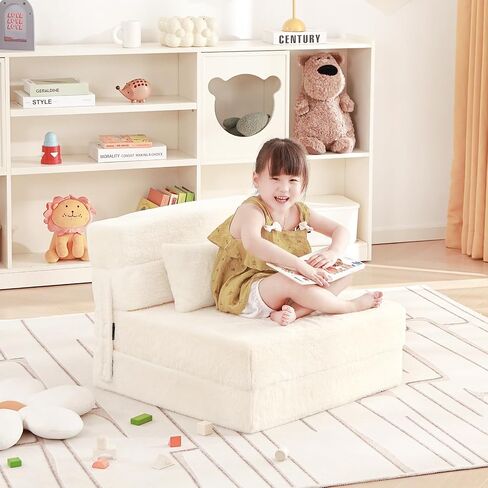 Folding Sofa Bed Floor Mattress for Kids with Pillow, Toddler Glow Washable Folding Floor Nap Mat for Sleeping, Child Fold Up Sofa Futon Folding Chair Bed with Storage Bag for Girls Boys in Saudi Arabia