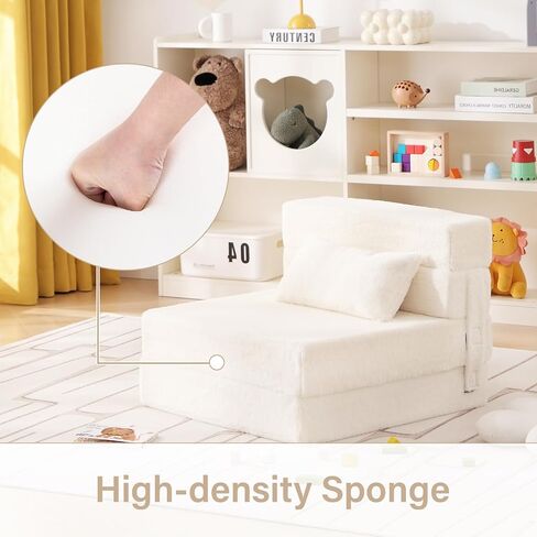 Folding Sofa Bed Floor Mattress for Kids with Pillow, Toddler Glow Washable Folding Floor Nap Mat for Sleeping, Child Fold Up Sofa Futon Folding Chair Bed with Storage Bag for Girls Boys in Saudi Arabia