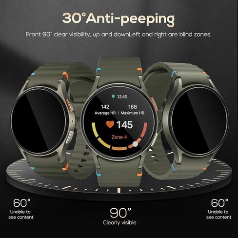Watbro [3+3pack] لـ Samsung Galaxy Watch 6 Classic 43ms Privacy Screen Protector Glass ، 2.5d 9H Hardness ultra-shin-thin for Samsung Galaxy Watch anti anti scratch ، free bopble anti-peeping in Kuwait