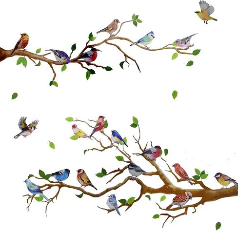 Maydahui جميل روبن بيرد على شجرة جدار جدار الشجرة (23 × 43 بوصة) كرتون غناء الطيور مع ملصقات جدار الزهرة القابلة للإزالة جداريات الفن الجداري للأطفال الأطفال في غرفة نوم غرفة نوم الفصول الدراسية in Saudi Arabia