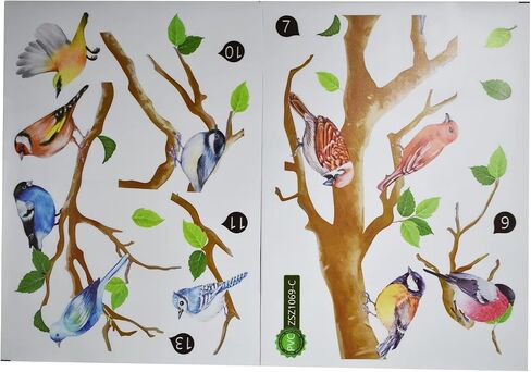 Maydahui جميل روبن بيرد على شجرة جدار جدار الشجرة (23 × 43 بوصة) كرتون غناء الطيور مع ملصقات جدار الزهرة القابلة للإزالة جداريات الفن الجداري للأطفال الأطفال في غرفة نوم غرفة نوم الفصول الدراسية in Saudi Arabia