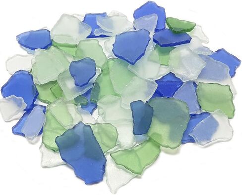 Crushed Sea Glass for Craft, 14Oz/400G Coastal Decor for Beach Wedding & Home, Frosted Flat Glass in Blue, White & Green in Saudi Arabia