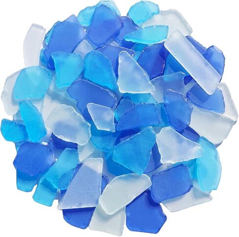 Crushed Sea Glass for Craft, 14Oz/400G Coastal Decor for Beach Wedding & Home, Frosted Flat Glass in Blue, White & Green in Saudi Arabia