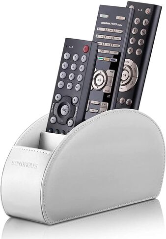 Sonorous Luxury Leather Remote Control Holder with 5 Compartments - Media Storage Box, Remote Control Organizer (Black) in Saudi Arabia