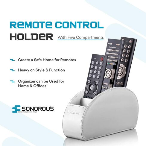 Sonorous Luxury Leather Remote Control Holder with 5 Compartments - Media Storage Box, Remote Control Organizer (Black) in Saudi Arabia