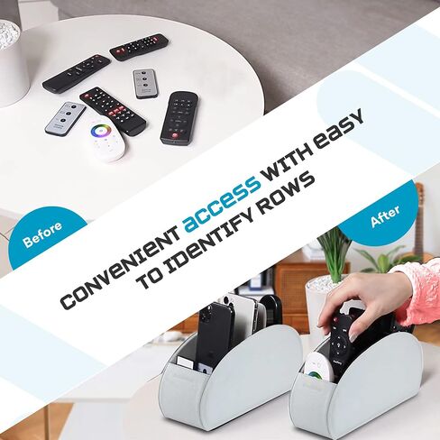 Sonorous Luxury Leather Remote Control Holder with 5 Compartments - Media Storage Box, Remote Control Organizer (Black) in Saudi Arabia