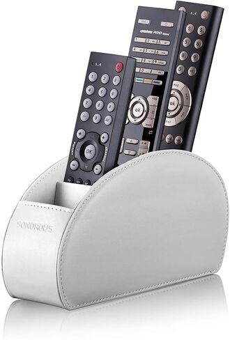Sonorous Luxury Leather Remote Control Holder with 5 Compartments - Media Storage Box, Remote Control Organizer (Black) in Saudi Arabia