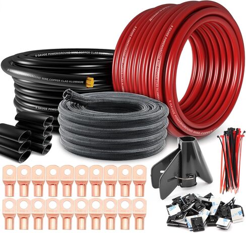 1/0 Gauge Wire(20ft Each - Red/Black) Copper Clad Aluminum CCA - Primary Automotive Wire,Car Amplifier Power & Ground Cable, Battery Cable for Car Audio Speaker,Solar, Auto, RV Trailer & Marine in Saudi Arabia