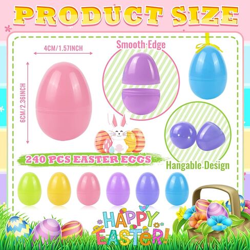 120 Pcs Pastel Colorful Plastic Easter Eggs Bulk, 2.3 ", Fillable Empty Easter Eggs for Fillling Candy, Treats, Easter Hunt Basket Suffers Fillers, Easter Theme Party Favors in Saudi Arabia