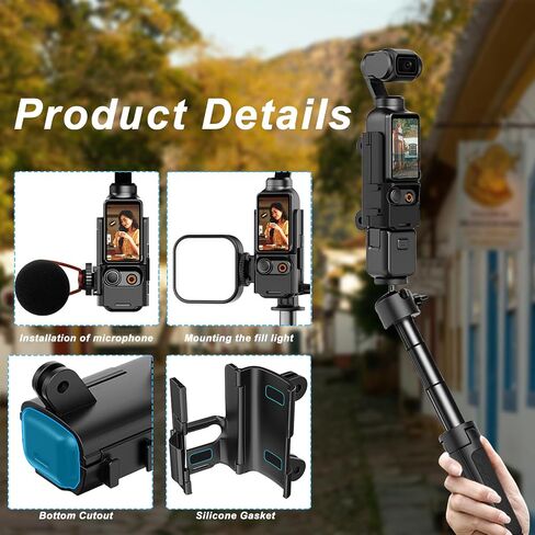 قفص واقية من الألومنيوم لـ DJI Osmo Pocket 3 كاميرا ، واقي شاشة زجاجي مقسى 9H وإطار قوس التثبيت الممتد مع حامل أحذية بارد ، وملحقات محول التوسع لـ DJI Osmo Pocket 3 in Kuwait