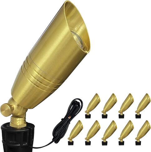 COLOER Die-cast Brass Landscape Spotlights Outdoor with 5W Aluminum Housing LED MR16 Bulb 2700K 450LM,12V AC/DC Low Voltage Lighting, Outdoor Directional Up Light, Spot Lights for Yard(102B,1 Pack) in Saudi Arabia
