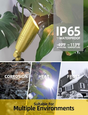 COLOER Die-cast Brass Landscape Spotlights Outdoor with 5W Aluminum Housing LED MR16 Bulb 2700K 450LM,12V AC/DC Low Voltage Lighting, Outdoor Directional Up Light, Spot Lights for Yard(102B,1 Pack) in Saudi Arabia
