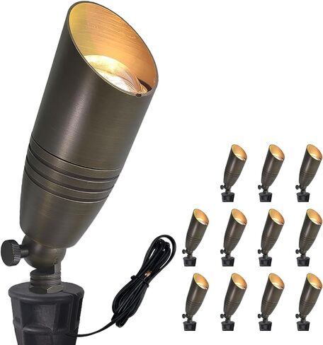 COLOER Die-cast Brass Landscape Spotlights Outdoor with 5W Aluminum Housing LED MR16 Bulb 2700K 450LM,12V AC/DC Low Voltage Lighting, Outdoor Directional Up Light, Spot Lights for Yard(102B,1 Pack) in Saudi Arabia