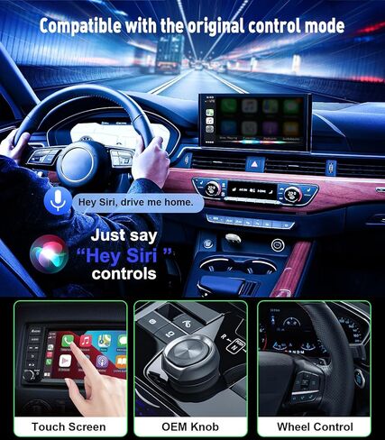 محول CarPlay اللاسلكي (توصيل تلقائي فوري & لا تأخير) سد وتشغيل محول Apple Carplay Mini Mini لـ iPhone 6+/ Android 11+ & 2016+ ، بلوتوث 2.4 جيجا هرتز - WiFi 5.8Ghz in Kuwait