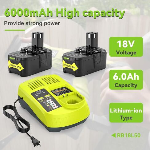 شاحن سريع P117 21V 3A مطور + 2 حزمة 6.0Ah 18V RB18L50 مجموعة بطارية ليثيوم لـ RYOBI ONE+ P108 P102 P104 بطاريات أدوات لاسلكية عالية السعة in Saudi Arabia