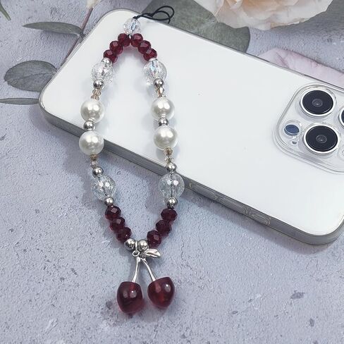 Phone Charms Cute Cherry Butterfly Cell Phone Lanyard Strap Wrist Strap for Bag Airpods Camera Pendants Decor in Kuwait