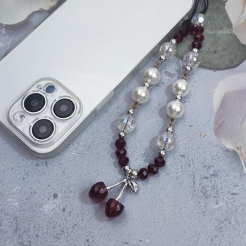 Phone Charms Cute Cherry Butterfly Cell Phone Lanyard Strap Wrist Strap for Bag Airpods Camera Pendants Decor in Kuwait