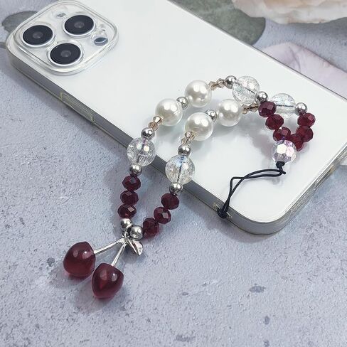 Phone Charms Cute Cherry Butterfly Cell Phone Lanyard Strap Wrist Strap for Bag Airpods Camera Pendants Decor in Kuwait