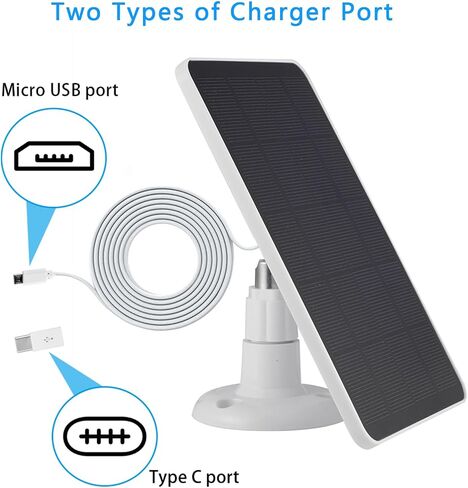 Solar Panel Compatible with WYZE Battery Cam Pro Camera, Wireless Security Camera Outdoor 4W Solar Panel with 10ft Micro USB Charging Cable Type C Port, White in Saudi Arabia