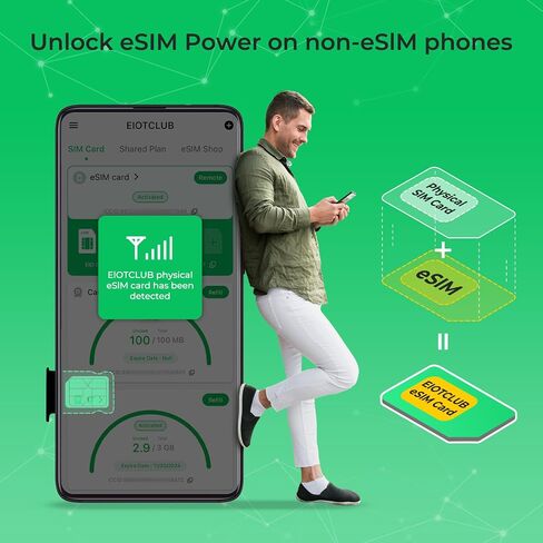 حزمة eiotclub esim وقارئ حزمة القارئ - بطاقة esim المادية لـ Android/iPhone/Router غير المؤمن ، والتنزيلات غير المحدودة ، والسفر العالمي (الولايات المتحدة الأمريكية/أوروبا/200+ دولة) ، ودعم Windows & MacOS in Kuwait