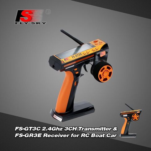 GoolRC Flysky FS-GT3C RC Transmitter 2.4Ghz 3CH LCD Remote Controller with FS-GR3E Receiver for RC Car Boat (Black) in Saudi Arabia