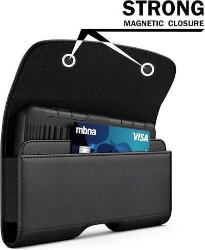 Case for Large iPhone Plus, Pro Max 16 15 14 13 12 11 Xs, Samsung Galaxy S25+ S24+ S23+ S22+ S21+, Cell Phone Belt Holster Clip, ID Card Holder Pouch, Fits Otterbox Case - Black in Kuwait