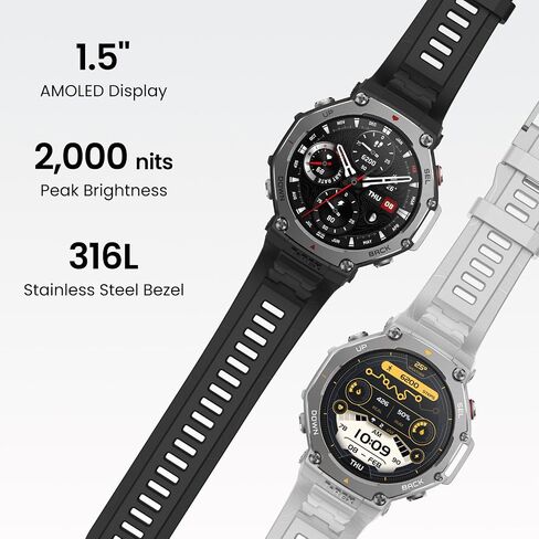 Amazfit T-Rex 3 Military Smart Watch 48mm, Fitness Watches with GPS (with Privacy), AI, Voice Control, Offline Maps, for Android or iPhone, 170 Sports Modes, 328ft Water-Resistant, Black in Kuwait