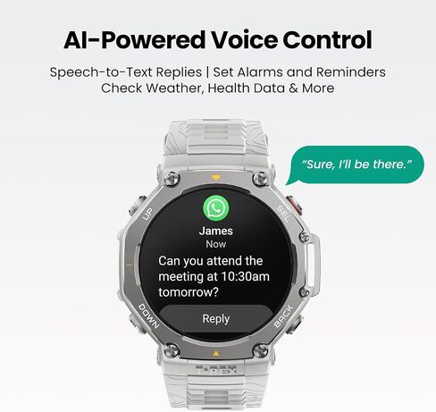 Amazfit T-Rex 3 Military Smart Watch 48mm, Fitness Watches with GPS (with Privacy), AI, Voice Control, Offline Maps, for Android or iPhone, 170 Sports Modes, 328ft Water-Resistant, Black in Kuwait