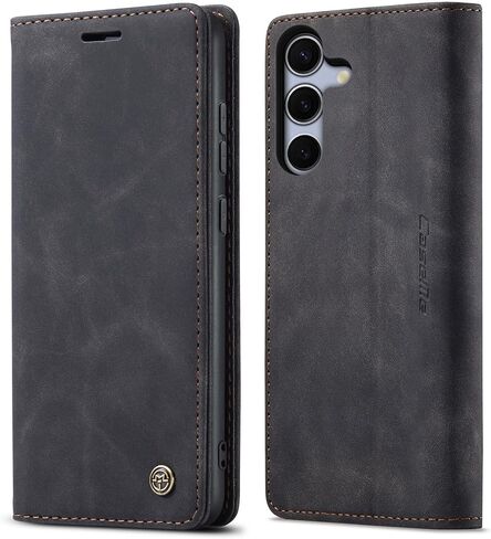 Kowauri for Samsung Galaxy S25 Plus Case, Classic Design Leather Wallet Magnetic Closure Flip Case with Kickstand Card Holder Slot Shockproof Protective Cover for Samsung Galaxy S25 Plus (Black) in Saudi Arabia