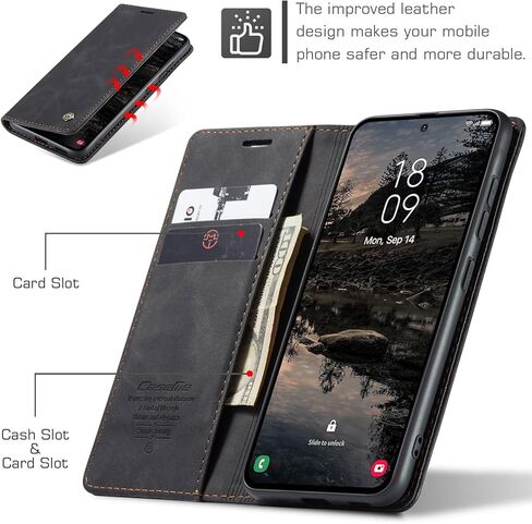 Kowauri for Samsung Galaxy S25 Plus Case, Classic Design Leather Wallet Magnetic Closure Flip Case with Kickstand Card Holder Slot Shockproof Protective Cover for Samsung Galaxy S25 Plus (Black) in Saudi Arabia