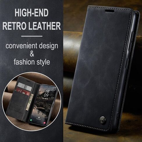 Kowauri for Samsung Galaxy S25 Plus Case, Classic Design Leather Wallet Magnetic Closure Flip Case with Kickstand Card Holder Slot Shockproof Protective Cover for Samsung Galaxy S25 Plus (Black) in Saudi Arabia