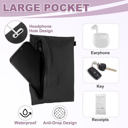 PATIKIL Universal Running Armband Sleeve 7"x4", Cell Phone Arm Bands Sleeve with Zipper Pocket for Key Earphones Credit Cards Sports Gym Workouts Exercise (S, Black) in Saudi Arabia