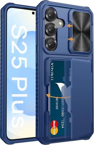 Vihibii for Samsung Galaxy S25 Ultra Wallet Case, Built-in Card Holder (4 Cards), [RFID Blocking] & Slide Camera Lens Protective Cover, Heavy Duty Phone Cover for Samsung Galaxy S25 Ultra, Dark Purple in Saudi Arabia