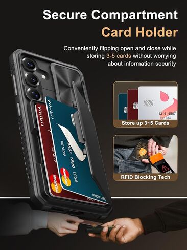 Vihibii for Samsung Galaxy S25 Ultra Wallet Case, Built-in Card Holder (4 Cards), [RFID Blocking] & Slide Camera Lens Protective Cover, Heavy Duty Phone Cover for Samsung Galaxy S25 Ultra, Dark Purple in Saudi Arabia