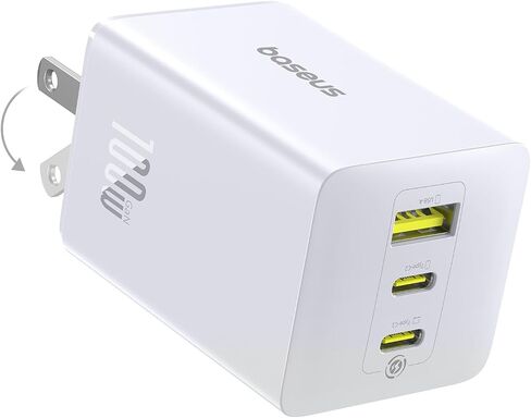 Baseus 100W USB C Charger Block, 3-Port GaN Foldable Compact PPS Wall Charger, Fast Power Adapter for MacBook Pro/Air, iPad, iPhone 16/15, Galaxy S24, Steam Deck & More in Saudi Arabia