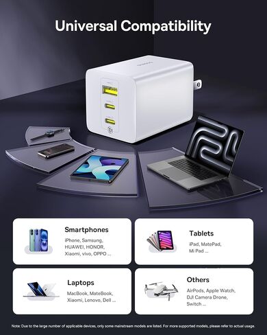 Baseus 100W USB C Charger Block, 3-Port GaN Foldable Compact PPS Wall Charger, Fast Power Adapter for MacBook Pro/Air, iPad, iPhone 16/15, Galaxy S24, Steam Deck & More in Saudi Arabia