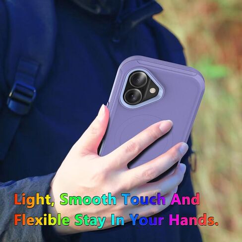 MXX Heavy Duty Made for iPhone 16 Case with Tempered Glass Screen, 3-Layer Full Body Protection Shockproof Dustproof Anti-Drop Cover for 16 Phone Case 6.1" (Plum/Light Pink) in Saudi Arabia