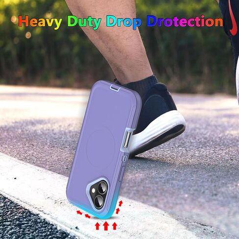 MXX Heavy Duty Made for iPhone 16 Case with Tempered Glass Screen, 3-Layer Full Body Protection Shockproof Dustproof Anti-Drop Cover for 16 Phone Case 6.1" (Plum/Light Pink) in Saudi Arabia