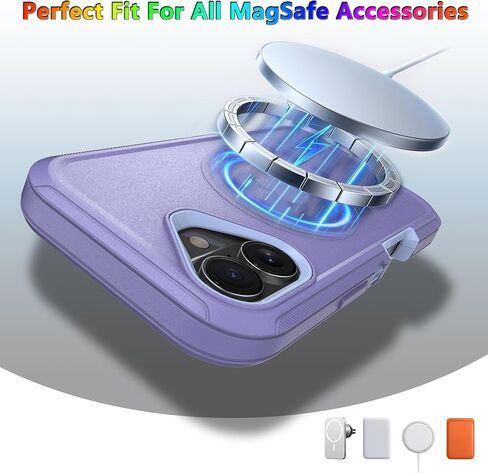 MXX Heavy Duty Made for iPhone 16 Case with Tempered Glass Screen, 3-Layer Full Body Protection Shockproof Dustproof Anti-Drop Cover for 16 Phone Case 6.1" (Plum/Light Pink) in Saudi Arabia