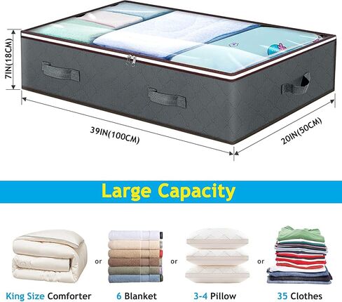 Budding Joy 90L Under Bed Storage Containers, Closet Organizers and Storage Bins, Foldable Underbed Storage Bags for Blankets, Towels, Comforter, Sweaters, Pillows, Linen Sheets, Wrapping Paper in Saudi Arabia