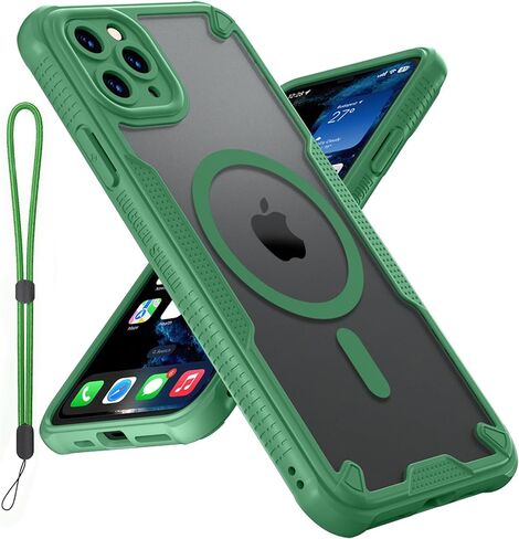بالنسبة لحالة iPhone 11 Pro ، فإن الظهر غير اللامع المتوافق مع Magsafe المغناطيسي النحيف الصدمية المقاومة للصدمات مع غطاء هاتف حبل الحبل 5.8 بوصة ، أسود in Kuwait