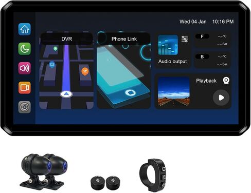 M2PRO-201 Motorcycle Streaming Smart System,Wireless Connectivity CarPlay/Android Auto,Rear-View Streaming Lane Change Assist,1080P HD Dashcam,G-Sensor(Host+Cameras) in Saudi Arabia