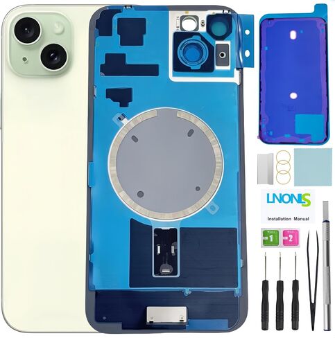 15 Plus Back Glass Replacement for iPhone 15 Plus Rear Back Cover Glass Waterproof and Camera Lens+Professional Repair Tool Kit (Pink) in Kuwait