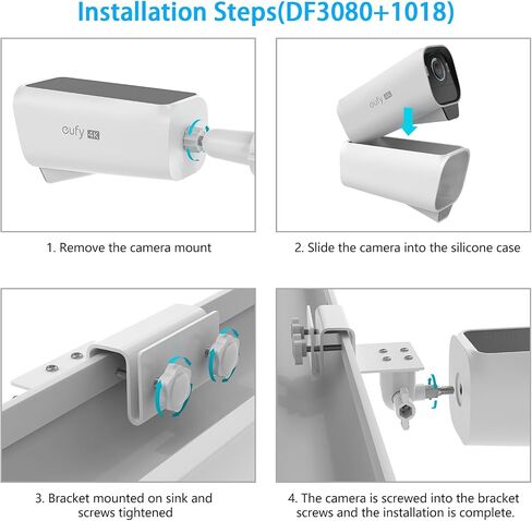 Gutter Mount Bracket +Silicone Cover Skin for Eufy Security eufycam S3 Pro Camera (White) in Saudi Arabia