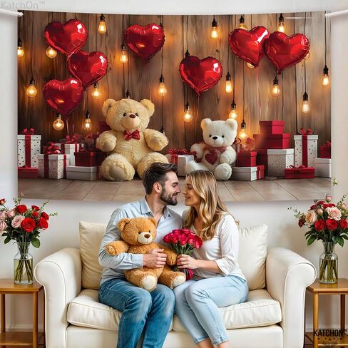 KatchOn, Adorable DIY Valentines Day Backdrop for Photos - Xtralarge 72x44 Inch | Love Crafted Valentines Photo Banner | Happy Valentines Day Banner Decorations | Valentines Day Decorations for Party in Saudi Arabia