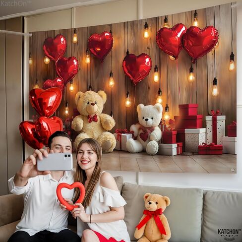 KatchOn, Adorable DIY Valentines Day Backdrop for Photos - Xtralarge 72x44 Inch | Love Crafted Valentines Photo Banner | Happy Valentines Day Banner Decorations | Valentines Day Decorations for Party in Saudi Arabia