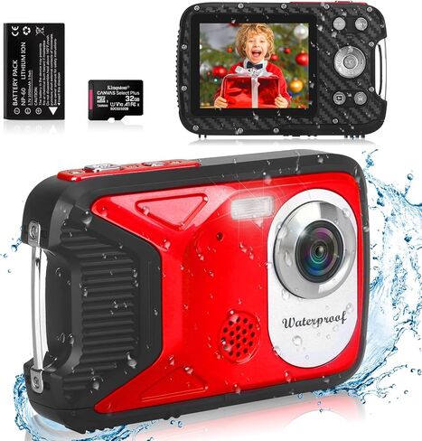 كاميرا رقمية مقاومة للماء مع بطاقة 32 جيجابايت HD 1080p 36mp الكاميرا الرقمية المدمجة للأطفال نقطة واطلاق النار على الكاميرا المحمولة للكاميرا للطلاب in Saudi Arabia
