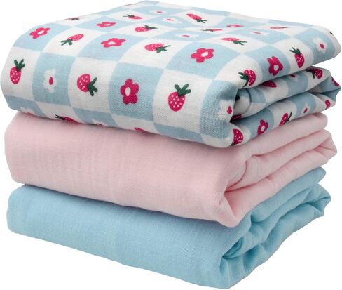 Goldbug 100% Muslin Nursery Swaddle and Receiving Blankets 3-Pack - Backyard Bugs in Saudi Arabia