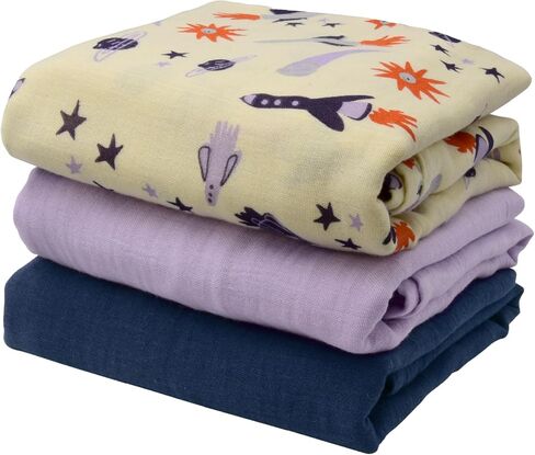 Goldbug 100% Muslin Nursery Swaddle and Receiving Blankets 3-Pack - Backyard Bugs in Saudi Arabia
